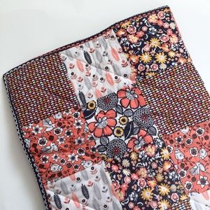 Navy and coral modern boho baby crib / lap quilt